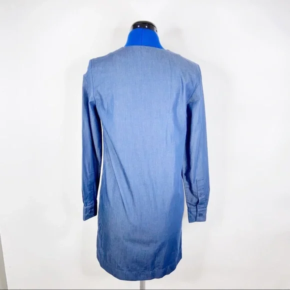 Kate Spade Blue Chambray Wrap Long Sleeve Dress - Picture 2 of 9